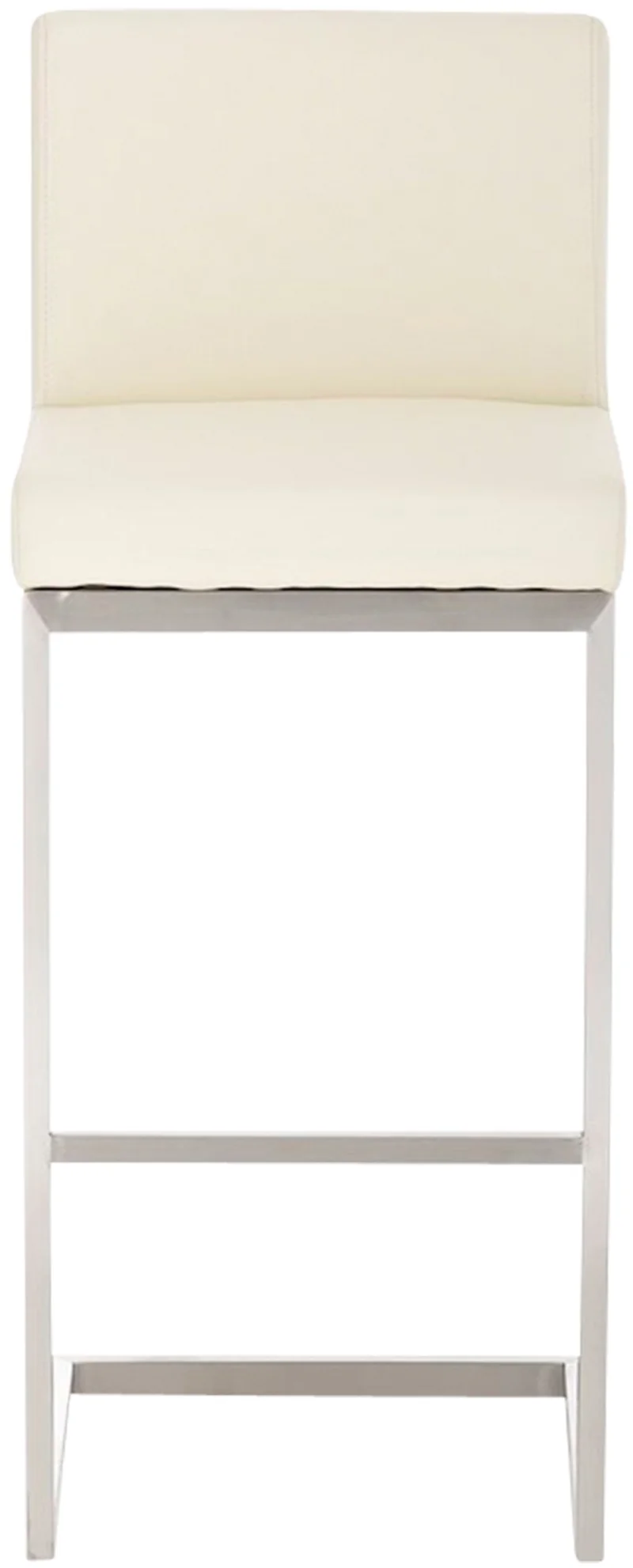 Tabouret de bar x1 design moderne support en acier inoxydable assise en PVC crème 10_0005319