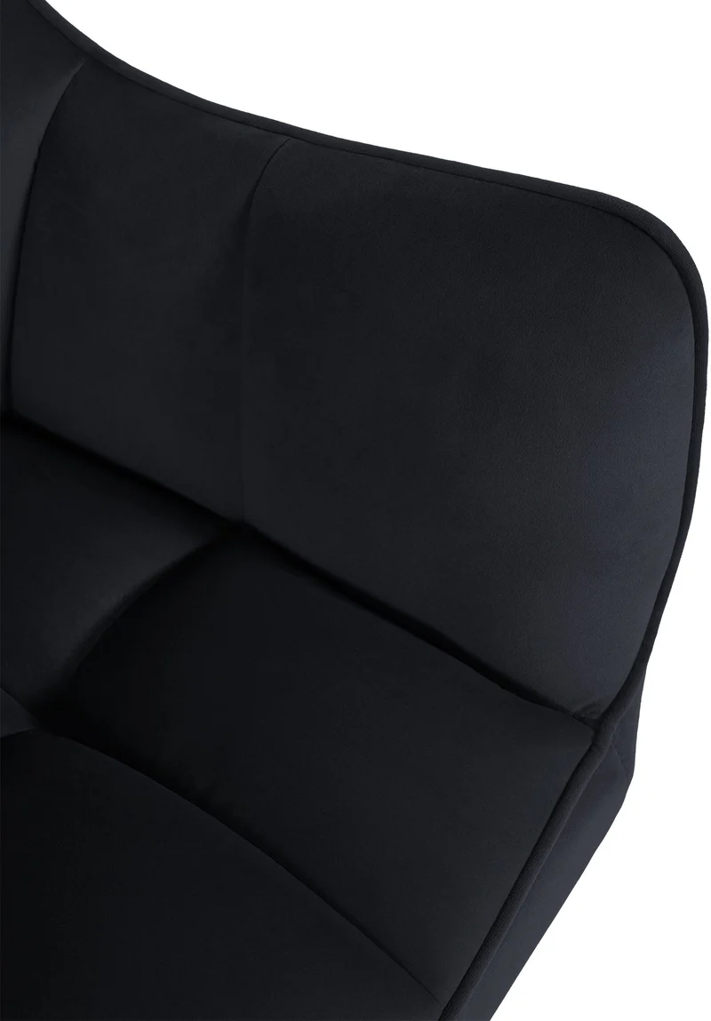 Chaise de salle à manger lounge bureau pivotante avec revêtement en velours noir pieds en acier noir BUR10668