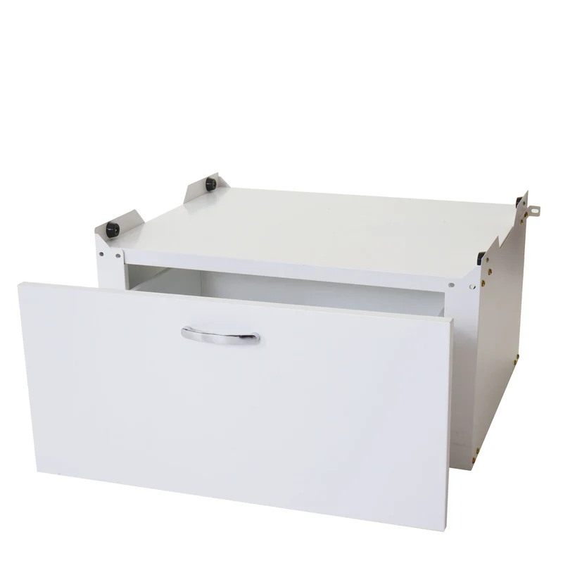 Meuble bas pour machine à laver avec tiroir 33 x 61 x 62 cm MDF et acier blanc 04_0007837