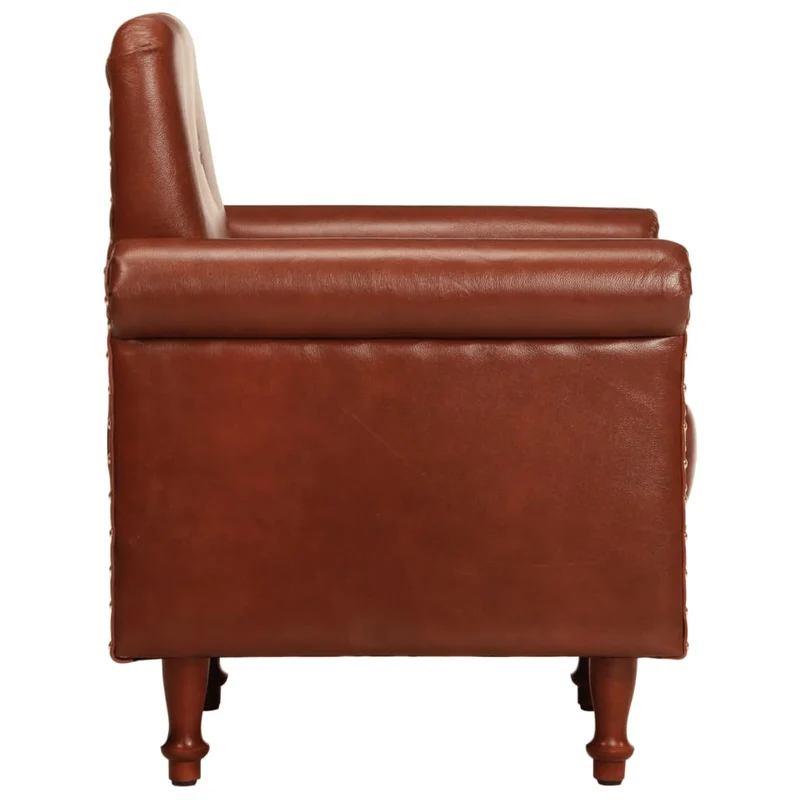 Fauteuil lounge assise confortable design moderne marron cuir véritable brun DEC026455