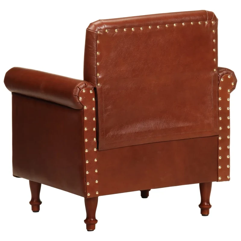 Fauteuil lounge assise confortable design moderne marron cuir véritable brun DEC026455