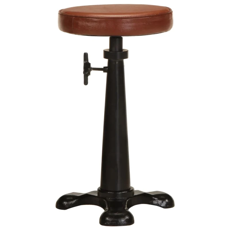 Lot de 2 tabourets de bar chaises hautes design industriel en cuir véritable marron et fonte DEC029764