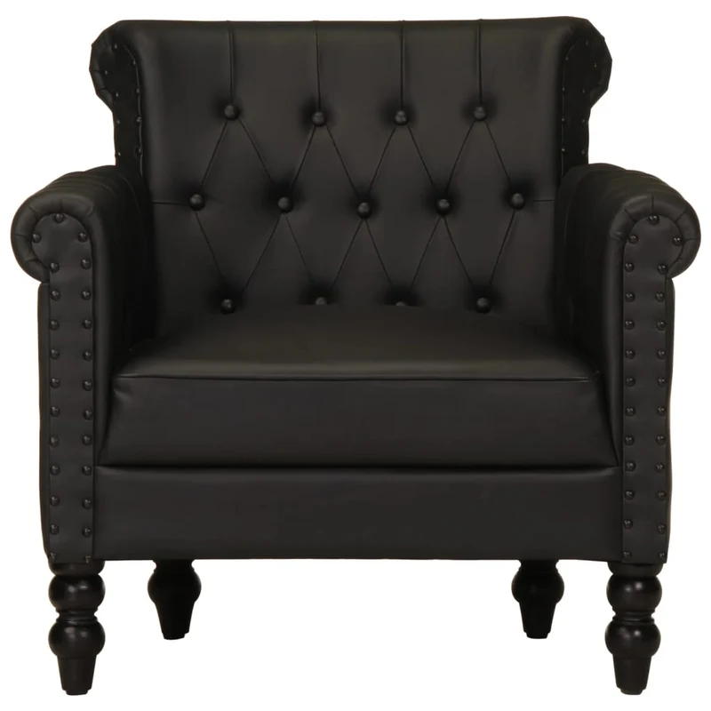 Fauteuil lounge design et moderne en cuir de chèvre véritable noir DEC028651