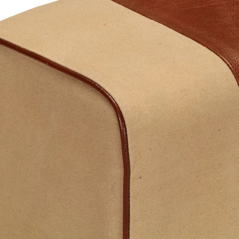 Banc saut de cheval 38 cm en cuir véritable et manguier marron DEC025012