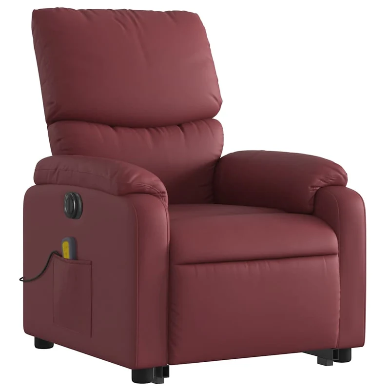Fauteuil de relaxation fonction massage et inclinable en PVC rouge bordeaux DEC027836