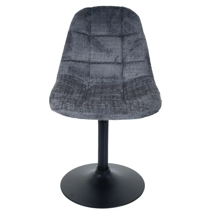 Chaise de salle à manger pivotante 360° en tissu chenille gris foncé pied acier noir mat 04_0009897