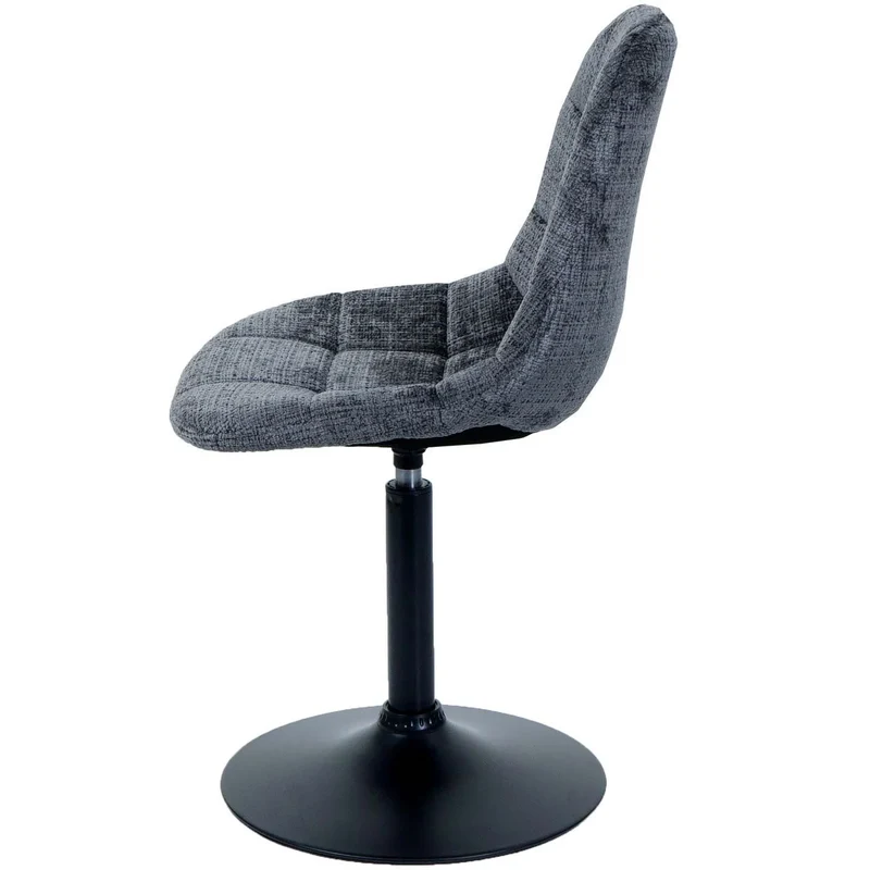 Chaise de salle à manger pivotante 360° en tissu chenille gris foncé pied acier noir mat 04_0009897