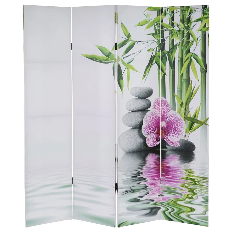 Paravent 4 panneaux pans séparateur de pièce 180x160cm motif orchidee PAR04009