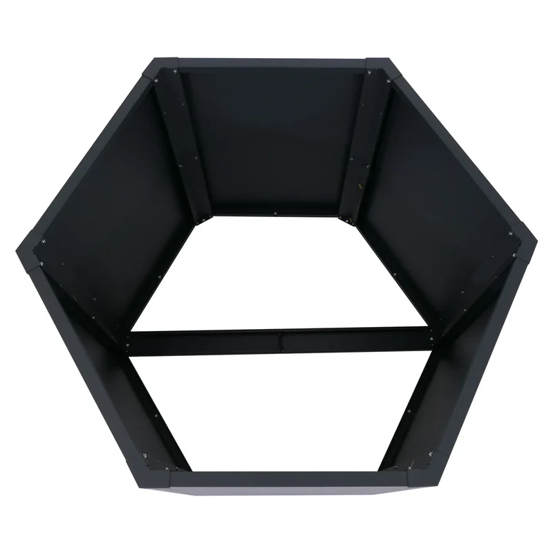 Lot de 3 carrés potagers surélevés bacs hexagonaux 1380 L 77x264x100 cm en acier galvanisé anthracite revêtement thermolaqué antirouille 04_0008851