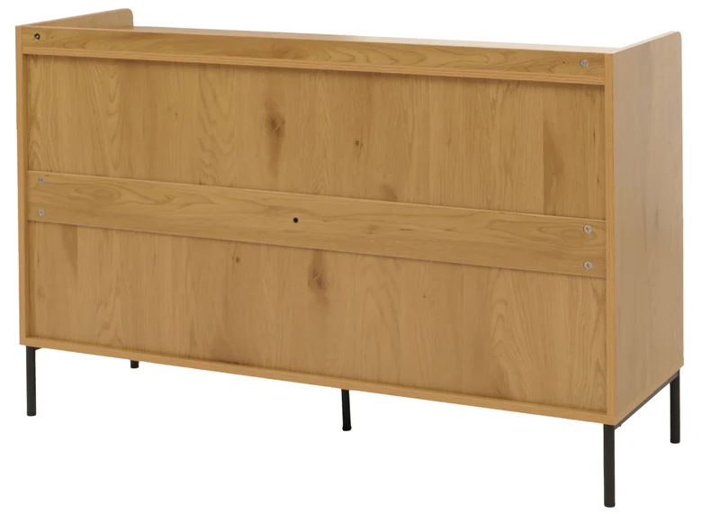 Commode avec 6 tiroirs façades à lamelles structure acier style moderne 80x120x44 cm en MDF mélaminé finition naturelle 04_0009432