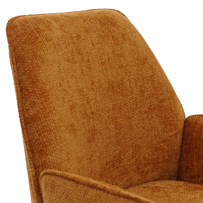 Chaise de salle à manger pivotante avec accoudoirs fonction Auto-Position 180° en chenille jaune moutarde piètement métal 04_0009239