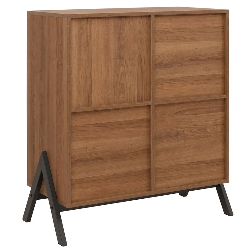 Commode design moderne avec 4 portes et compartiments 94 x 79 x 40 cm finition mélamine clair MDF et métal 04_0009207