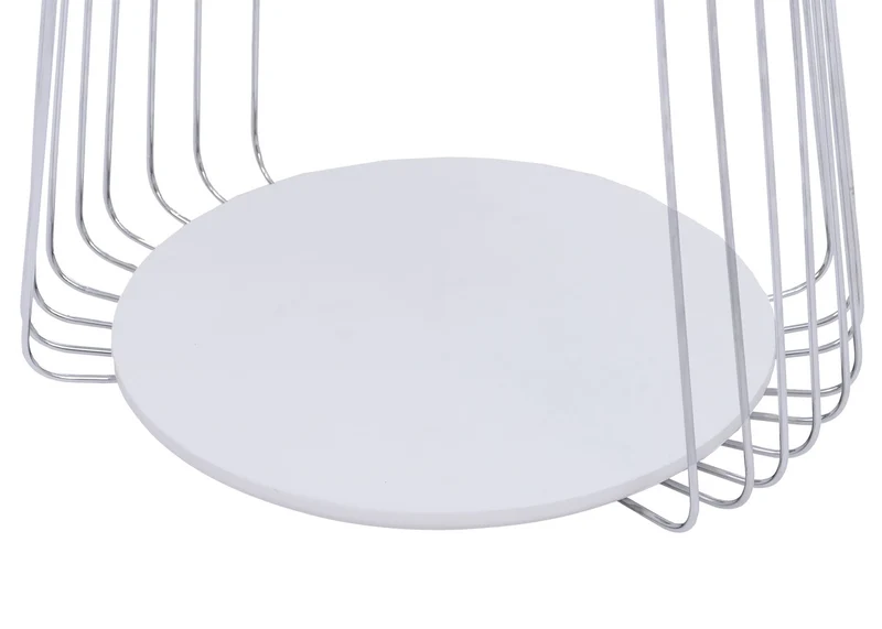 Table basse ronde Ø 70 cm avec double plateau structure métal chromé et MDF blanc 04_0008791