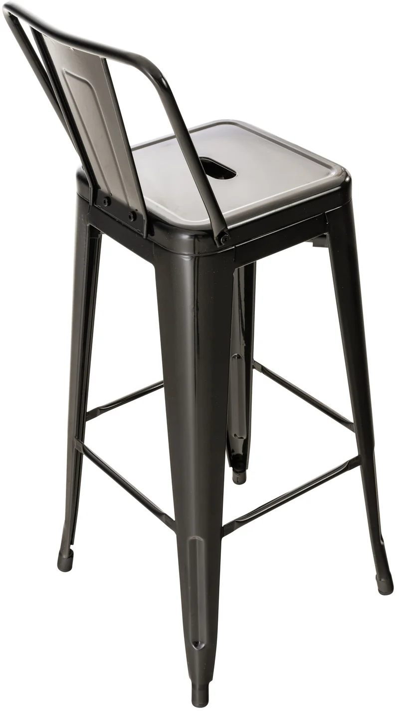 Lot de 2 tabourets de bar industriel en métal avec repose-pied couleur noir TDB10141