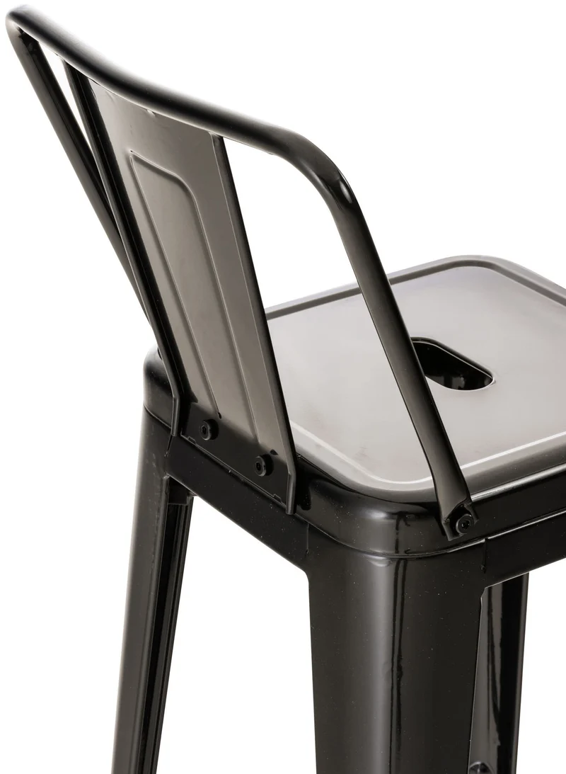 Lot de 2 tabourets de bar industriel en métal avec repose-pied couleur noir TDB10141