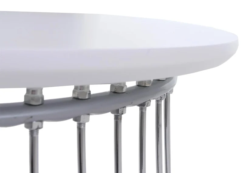 Table basse ronde Ø 50 cm table d’appoint design avec double plateau métal et MDF blanc 04_0008794