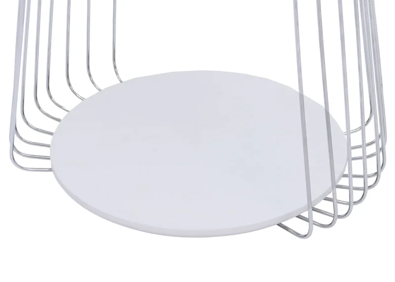 Table basse ronde Ø 50 cm table d’appoint design avec double plateau métal et MDF blanc 04_0008794
