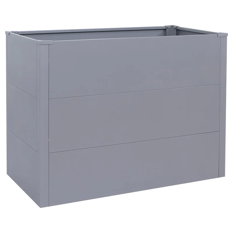 Bac potager surélevé 100 cm 340 L acier galvanisé thermolaqué gris 04_0008900