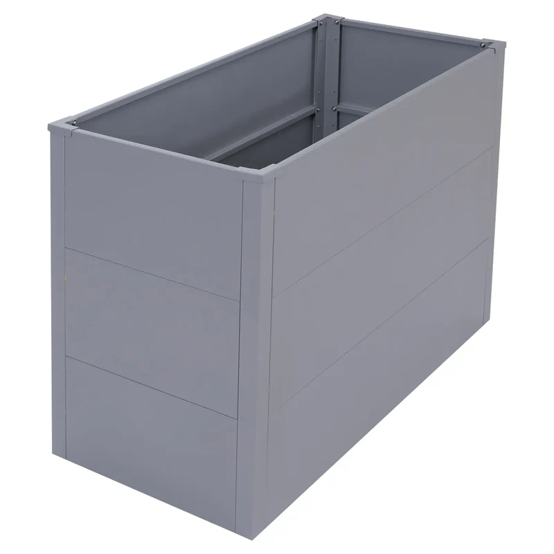 Bac potager surélevé 100 cm 340 L acier galvanisé thermolaqué gris 04_0008900