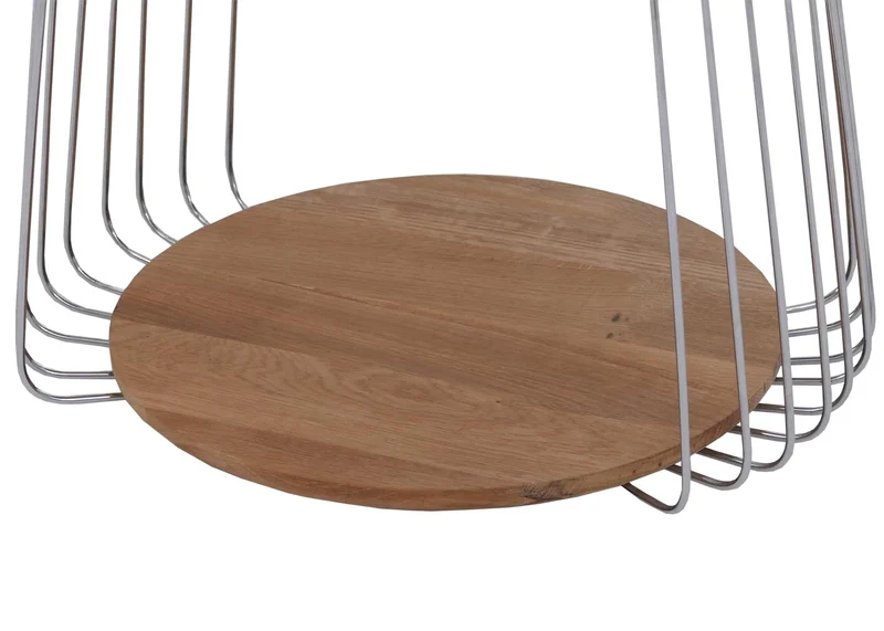 Table basse ronde Ø 50 cm table d’appoint design avec double plateau métal et MDF marron 04_0008792