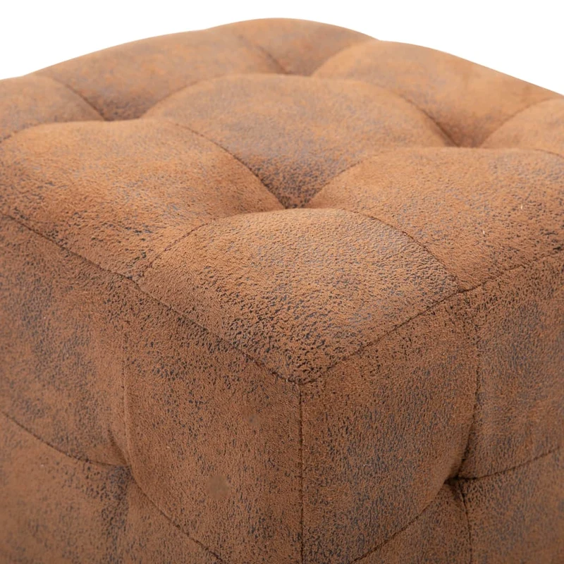 Lot de 2 poufs repose-pied tabouret capitonné 30 x 30 x 30 cm PVC aspect daim marron DEC029937