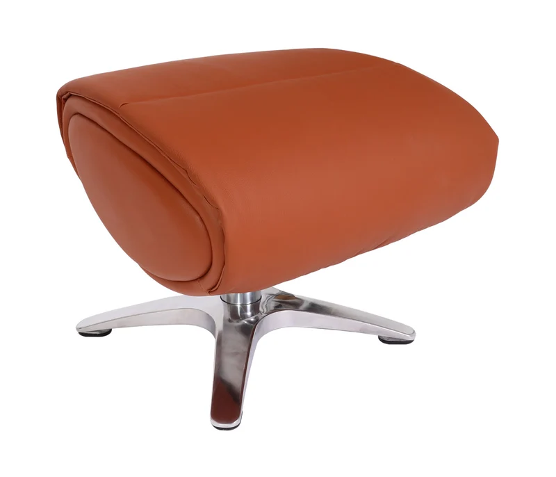 Fauteuil de relaxation avec repose-pieds fonction inclinable rotatif en cuir véritable marron 04_0006823