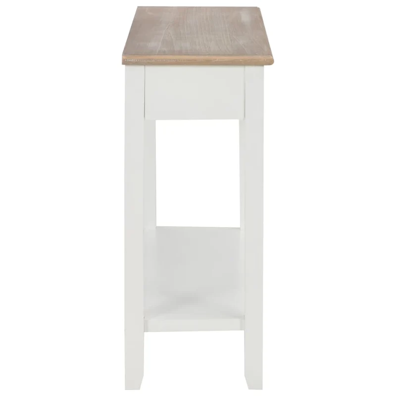 Table console bureau avec deux tiroirs de rangement 110 x 35 x 80 cm en bois blanc DEC031689