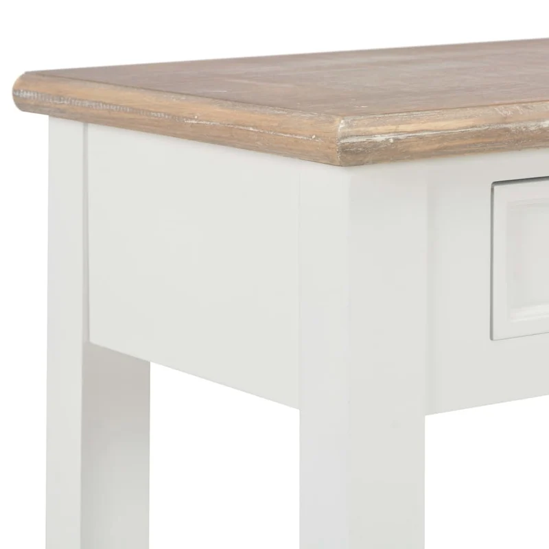 Table console bureau avec deux tiroirs de rangement 110 x 35 x 80 cm en bois blanc DEC031689