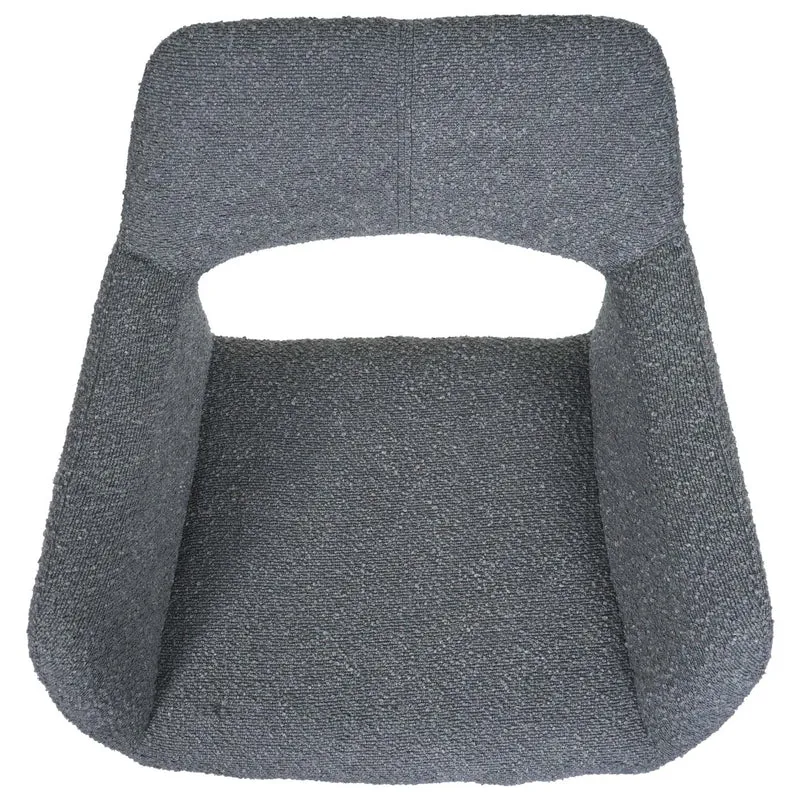 Chaise de salle à manger avec accoudoirs en tissu bouclé gris foncé pieds en bois 04_0009858
