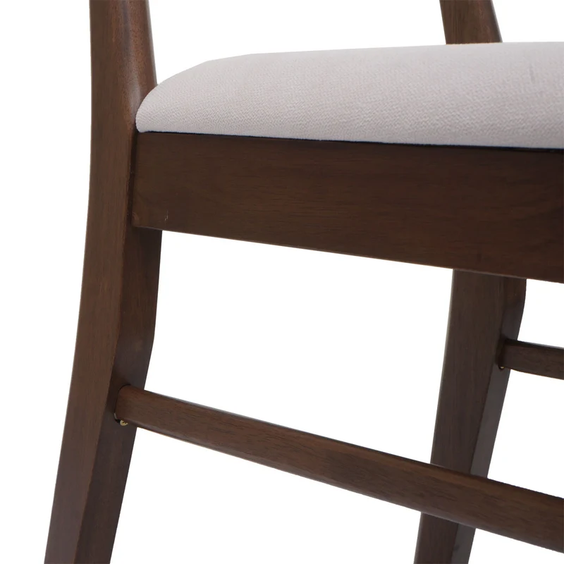 Lot de 2 chaises de salle à manger modernes avec dossier haut 79 x 45 x 49 cm structure en bois marron tissu crème 04_0010148