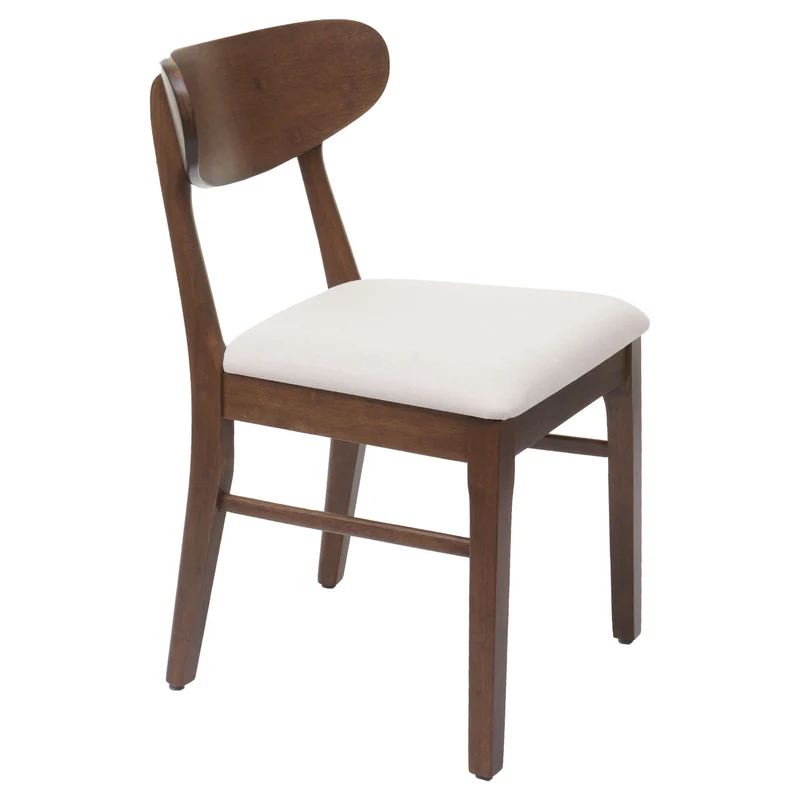 Lot de 2 chaises de salle à manger modernes avec dossier haut 79 x 45 x 49 cm structure en bois marron tissu crème 04_0010148