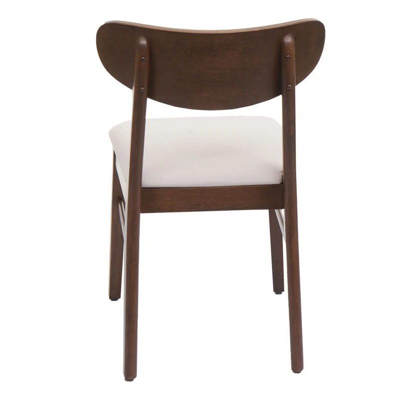 Lot de 2 chaises de salle à manger modernes avec dossier haut 79 x 45 x 49 cm structure en bois marron tissu crème 04_0010148