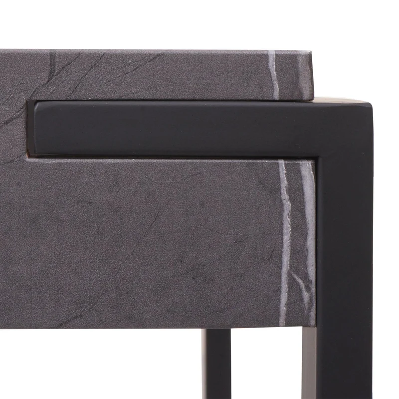 Table basse table de salon design effet marbre gris 110 x 64 cm plateau en MDF structure métal 04_0010241