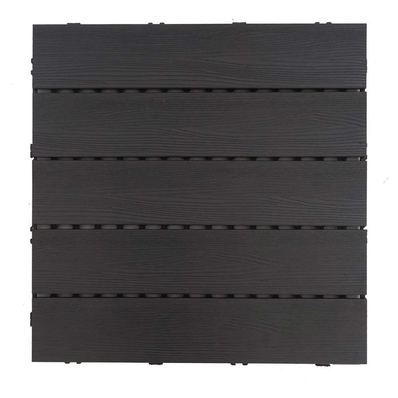 Dalles de sol wpc clipsables effet bois 3d anthracite 50x50 cm lot de 4 = 1 m² pour balcon et terrasse 04_0010816