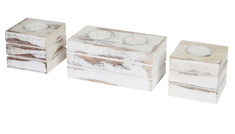 Lot de 2 bougeoirs décoratifs en bois design scandinave 7 x 7,5 x 8 cm finition naturelle en paulownia marron 04_0011383