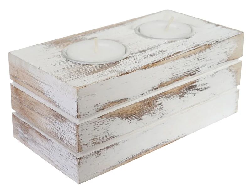 Lot de 2 bougeoirs décoratifs en bois design scandinave 7 x 7,5 x 8 cm finition naturelle en paulownia marron 04_0011383