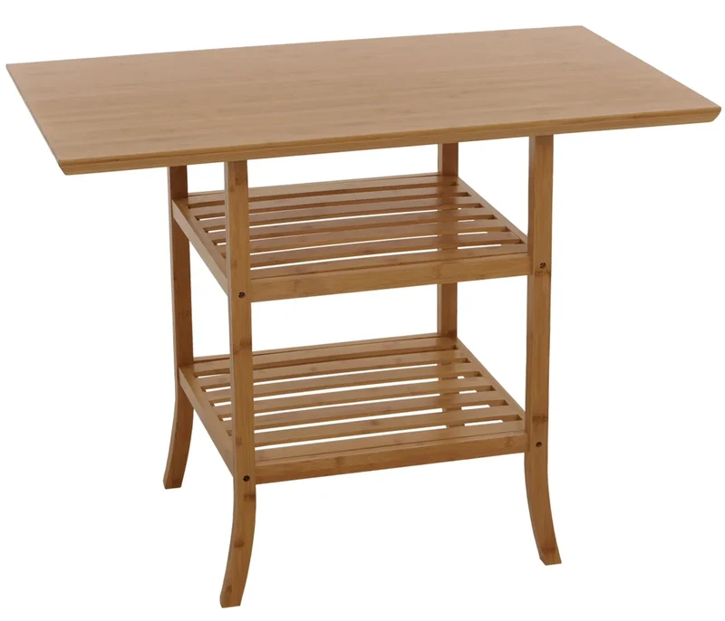 Table polyvalente moderne avec rangement salon 100 x 60 cm stable design en bambou naturel 04_0009776