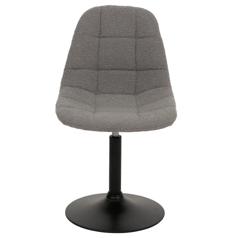 Chaise de salle à manger pivotante 360° design contemporain en tissu bouclé gris pied acier noir mat 04_0009879