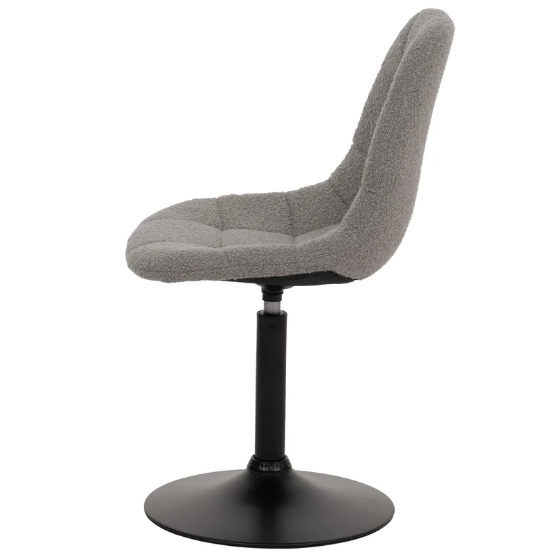 Chaise de salle à manger pivotante 360° design contemporain en tissu bouclé gris pied acier noir mat 04_0009879