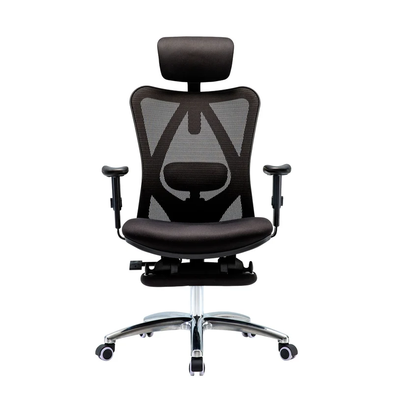 Fauteuil de bureau ergonomique support lombaire réglable repose-pieds mécanisme multifonction en maille noir 04_0010468