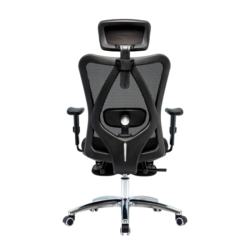 Fauteuil de bureau ergonomique support lombaire réglable repose-pieds mécanisme multifonction en maille noir 04_0010468