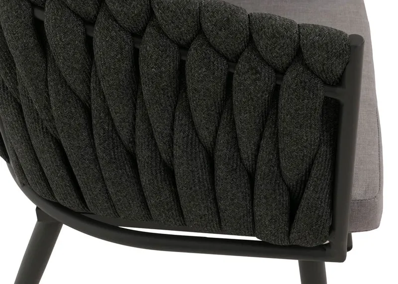 Lot de 6 chaises de salle à manger en aluminium corde tressée anthracite et coussins gris clair 04_0009745