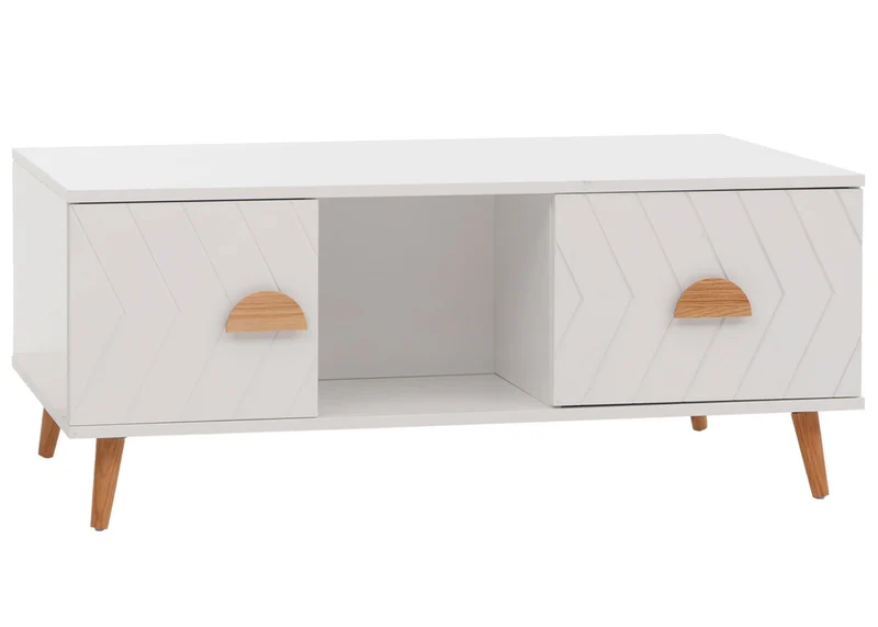Table basse rectangulaire avec deux tiroirs et espace de rangement 42 x 103 x 60 cm en MDF blanc 04_0009788