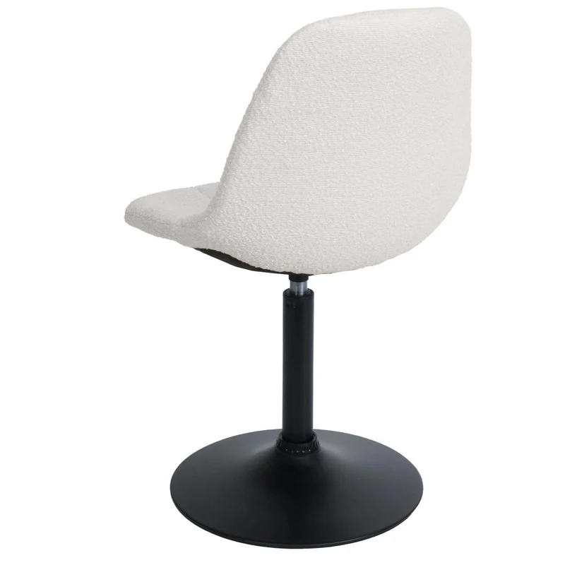 Chaise de salle à manger pivotante 360° design contemporain en tissu bouclé crème pied acier noir mat 04_0009882