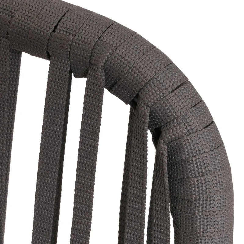 Salon de jardin table 140x80 cm + 4 chaises en aluminium corde tressée anthracite coussins taupe 04_0010085