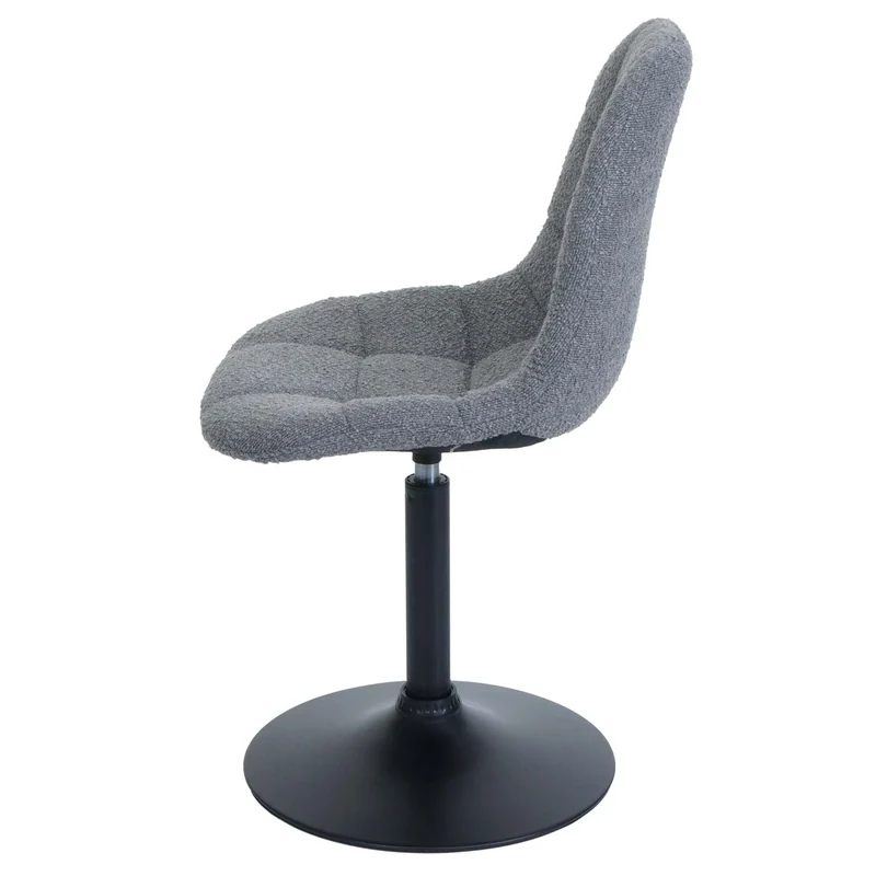 Chaise de salle à manger pivotante 360° design contemporain en tissu bouclé gris pied acier noir mat 04_0009878