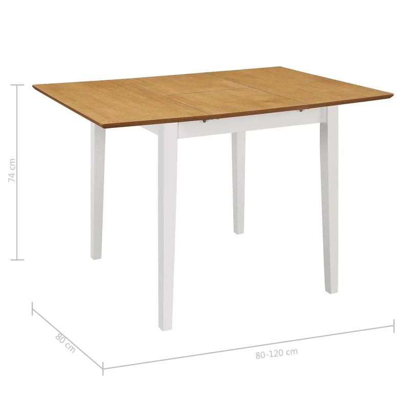 Table de salle à manger design moderne extensible (80-120) x 80 x 74 cm MDF blanc et marron DEC036862