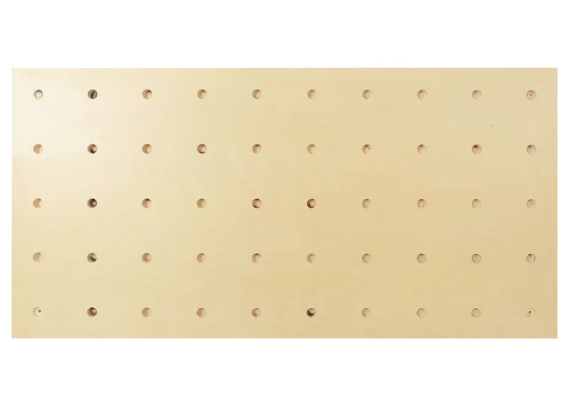 Panneau mural modulable étagère murale perforée 4 tablettes réglables 100 x 50 cm en bois naturel 04_0009084