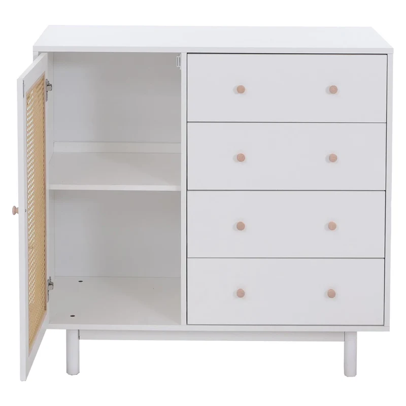 Commode moderne de rangement avec 4 tiroirs 95 x 100 x 40 cm en MDF blanc 04_0008704