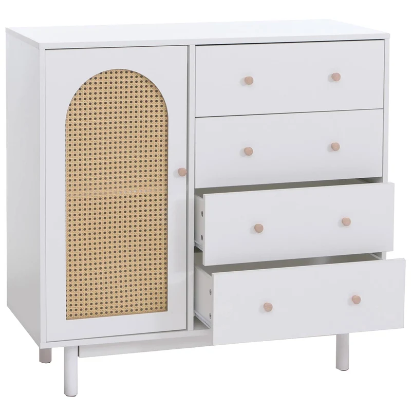 Commode moderne de rangement avec 4 tiroirs 95 x 100 x 40 cm en MDF blanc 04_0008704